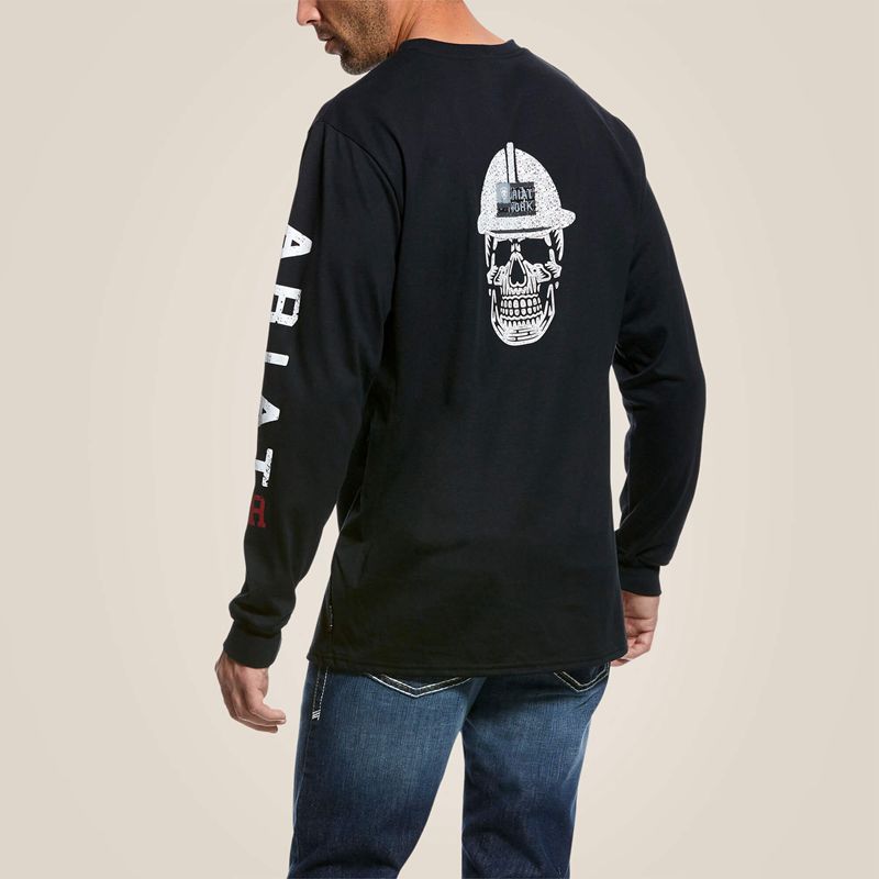 Ariat Fr Roughneck Skull Logo T-Shirt Czarne Polska | TXFDPJ-035