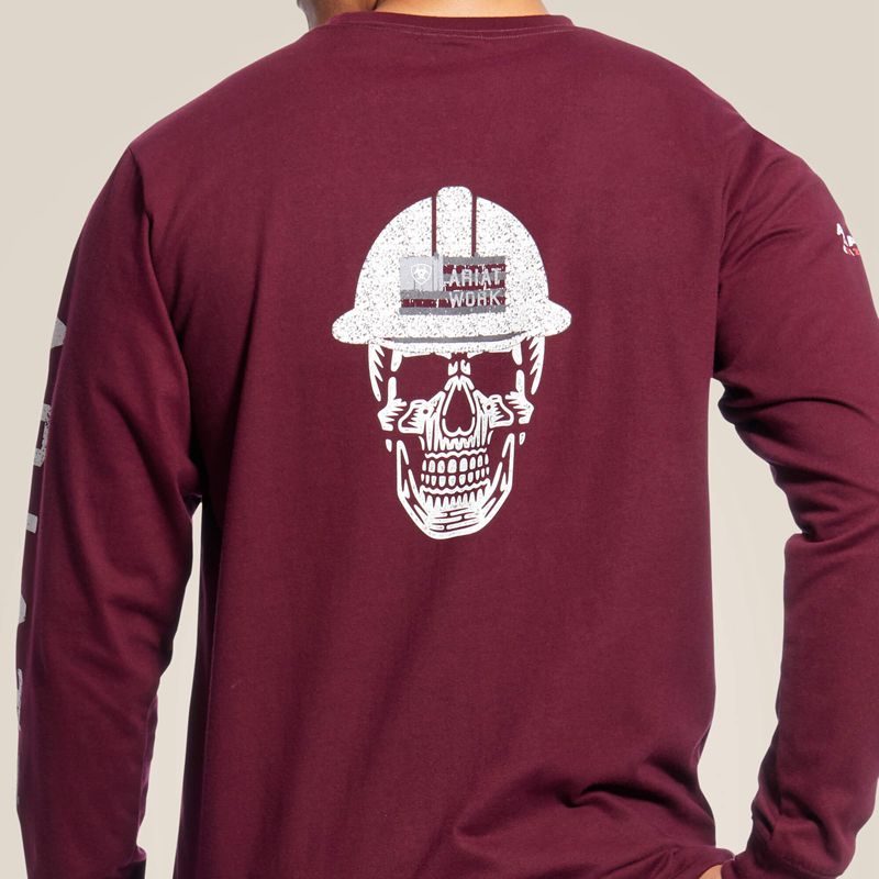 Ariat Fr Roughneck Skull Logo T-Shirt Malbec Polska | ONCYAH-416