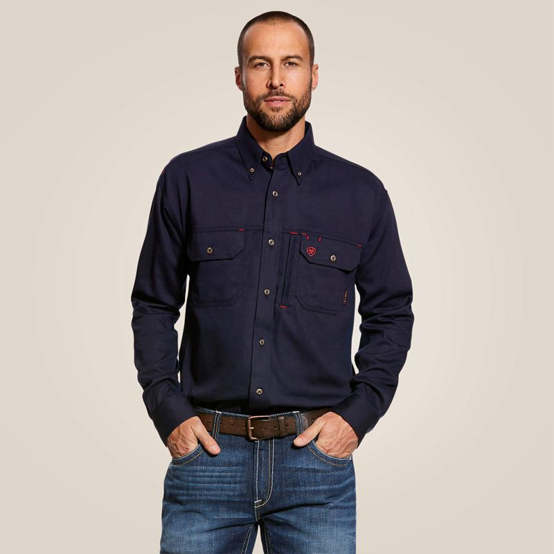 Ariat Fr Solid Vent Work Shirt Granatowe Polska | JQHXAU-295