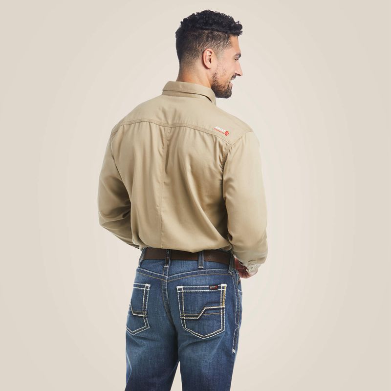 Ariat Fr Solid Work Shirt Khaki Polska | BRAVSJ-835