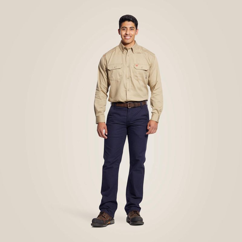 Ariat Fr Solid Work Shirt Khaki Polska | BRAVSJ-835