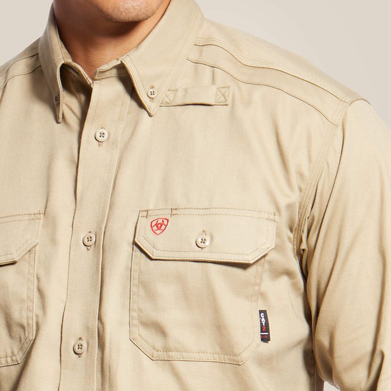 Ariat Fr Solid Work Shirt Khaki Polska | BRAVSJ-835