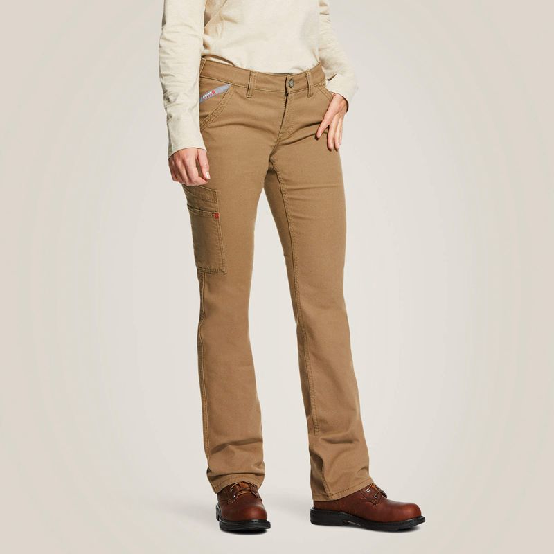 Ariat Fr Stretch Duralight Canvas Stackable Straight Leg Pant Khaki Polska | XKTHGD-375