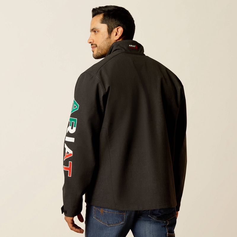 Ariat Fr Team Logo Softshell Jacket Black/Mexico Polska | WKEBJO-198