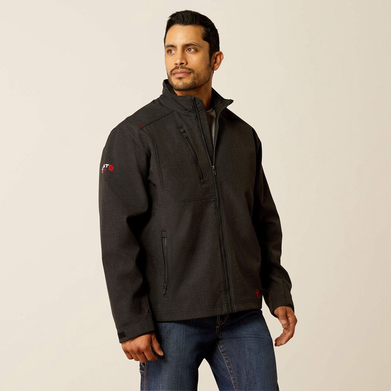 Ariat Fr Team Logo Softshell Jacket Black/Mexico Polska | WKEBJO-198