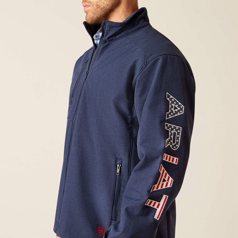 Ariat Fr Team Logo Softshell Jacket Navy/Usa Polska | NDOAHW-372