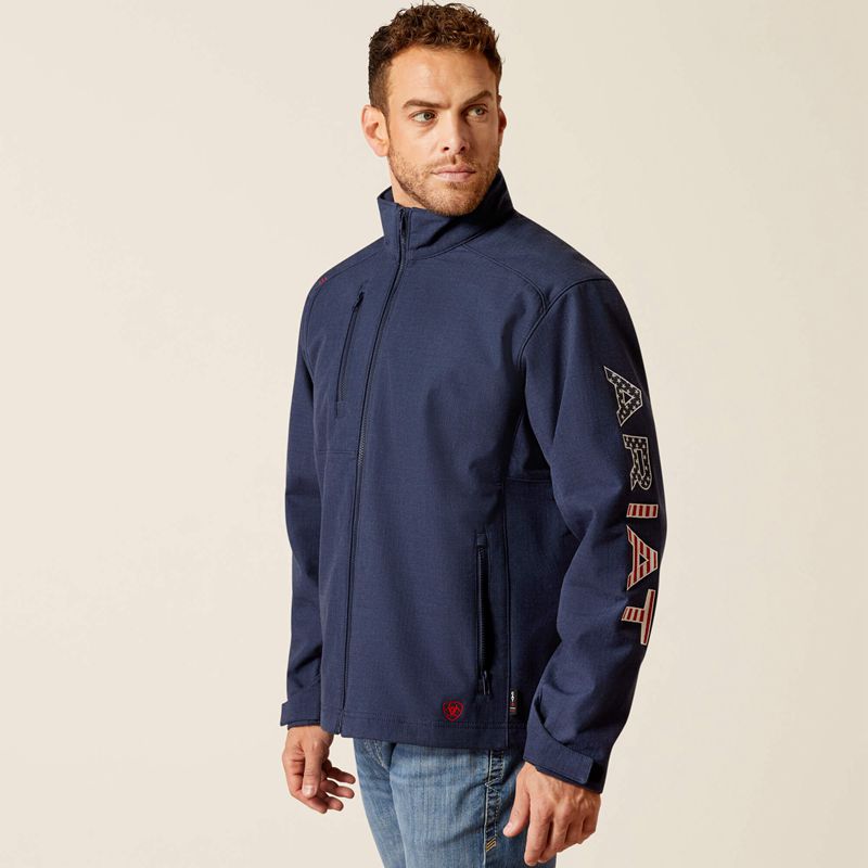 Ariat Fr Team Logo Softshell Jacket Navy/Usa Polska | NDOAHW-372