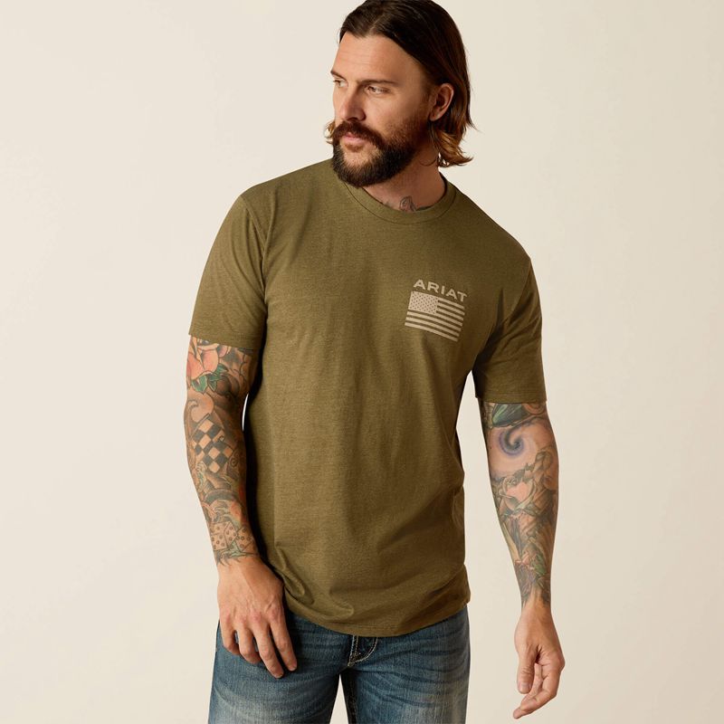 Ariat Freedom T-Shirt Military Heather Polska | OUJASG-510