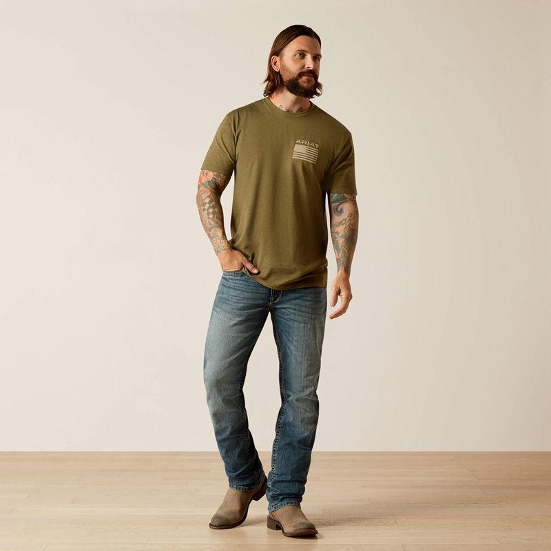 Ariat Freedom T-Shirt Military Heather Polska | OUJASG-510