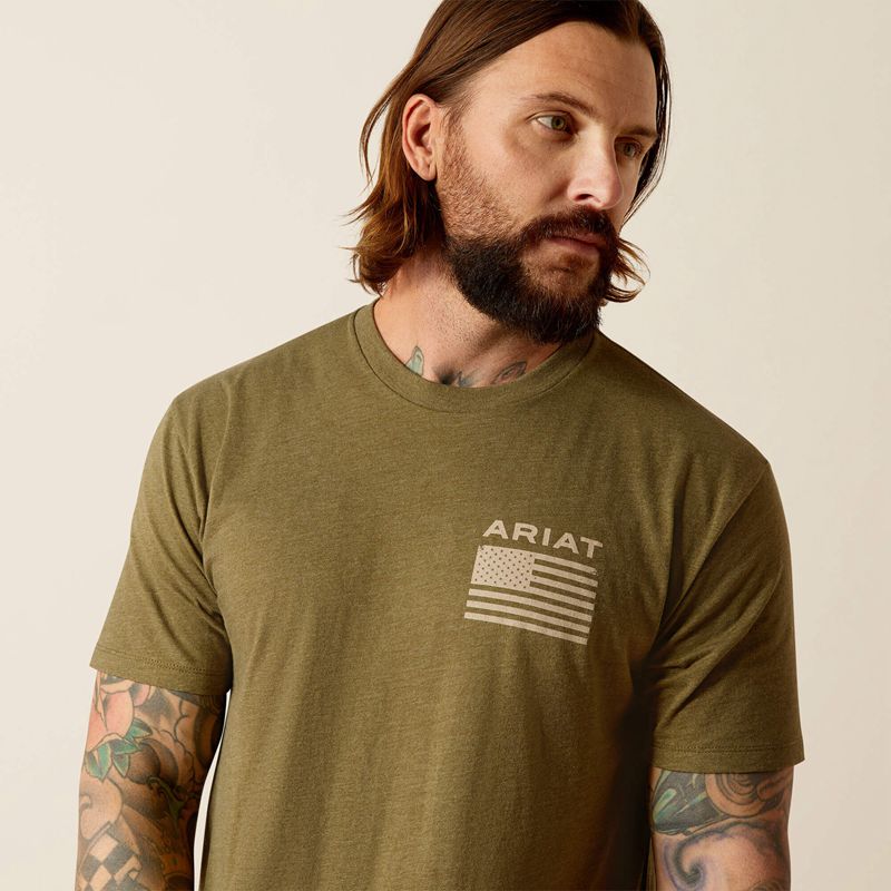 Ariat Freedom T-Shirt Military Heather Polska | OUJASG-510