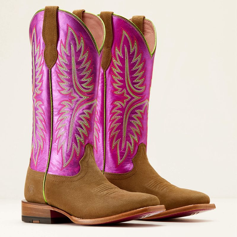 Ariat Frontier Calamity Jane Western Boot Dijon Roughout/Electric Raspberry Polska | LOFIJP-805