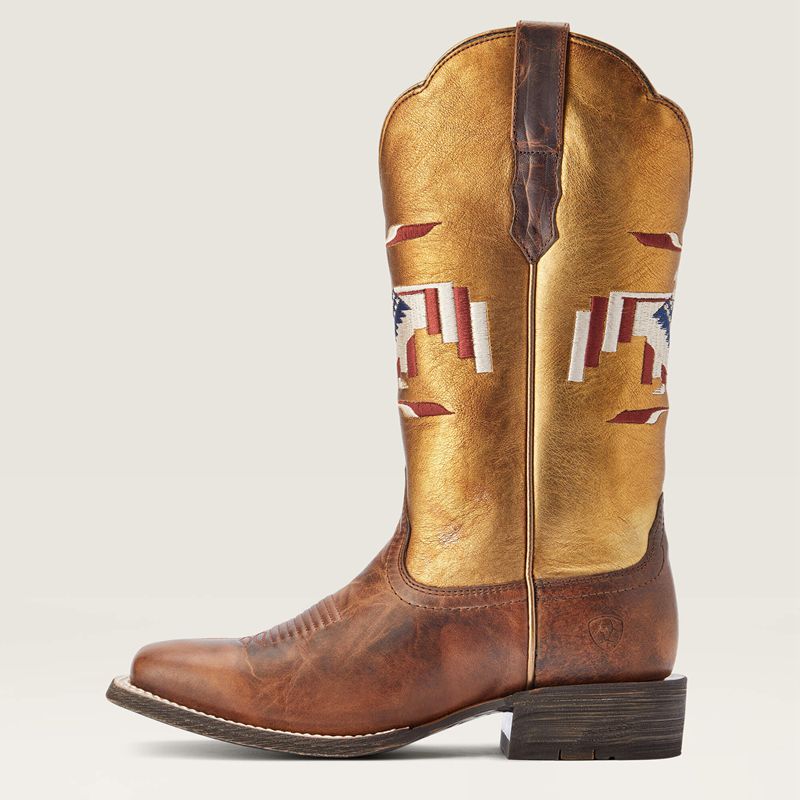 Ariat Frontier Thunderbird Chimayo Western Boot Fiery Tan Polska | SVKLGE-253