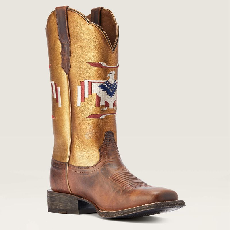 Ariat Frontier Thunderbird Chimayo Western Boot Fiery Tan Polska | SVKLGE-253