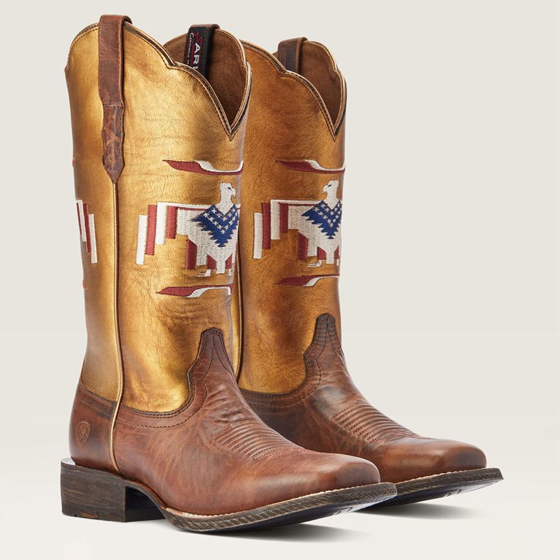 Ariat Frontier Thunderbird Chimayo Western Boot Fiery Tan Polska | SVKLGE-253