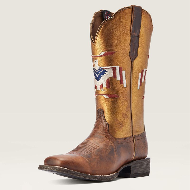 Ariat Frontier Thunderbird Chimayo Western Boot Fiery Tan Polska | SVKLGE-253