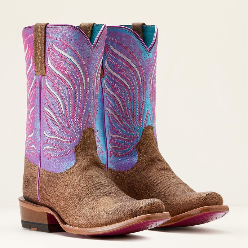 Ariat Futurity Dash Western Boot Scratched Tan/Azure Sunset Polska | HPBCDE-837