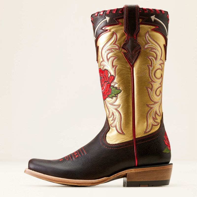 Ariat Futurity Rodeo Quincy Western Boot Toffee Crunch/Range Riding Ruby Polska | UPOBDW-145