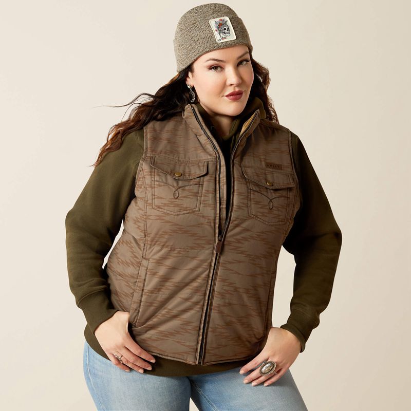 Ariat Grizzly Quilted Vest Banyan Bark Polska | QWGVJN-108