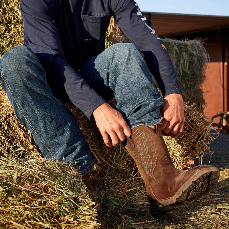 Ariat Groundbreaker Work Boot Brązowe Polska | XPGUVI-421