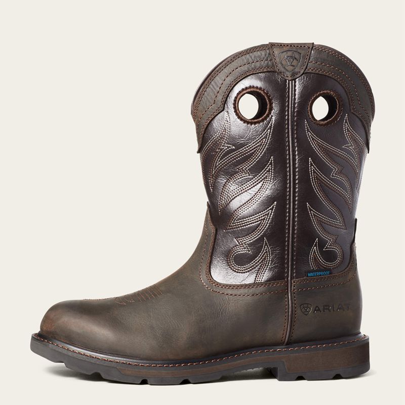 Ariat Groundwork Waterproof Work Boot Ciemny Brązowe Polska | PYBFTG-401