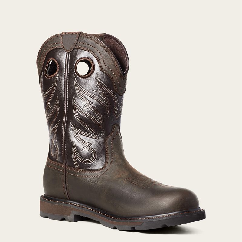 Ariat Groundwork Waterproof Work Boot Ciemny Brązowe Polska | PYBFTG-401