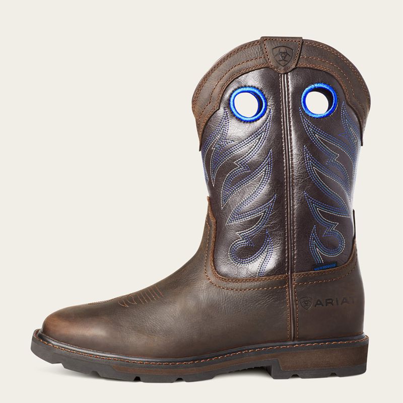 Ariat Groundwork Waterproof Work Boot Ciemny Brązowe Polska | VHNDRO-840