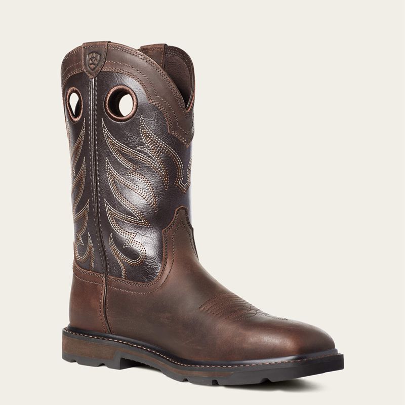 Ariat Groundwork Wide Square Toe Steel Toe Work Boot Brązowe Polska | DZOUIM-937