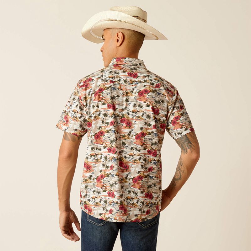 Ariat Hakeem Retro Fit Shirt Egret Polska | DMKJQL-609