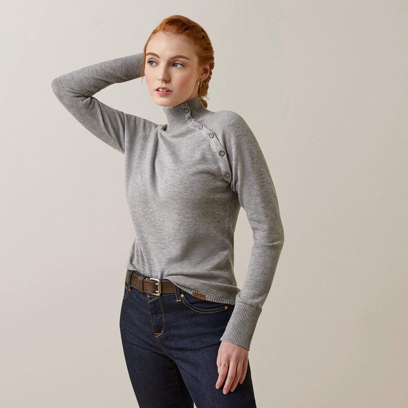 Ariat Half Moon Bay Sweater Szare Polska | LOJFQM-835