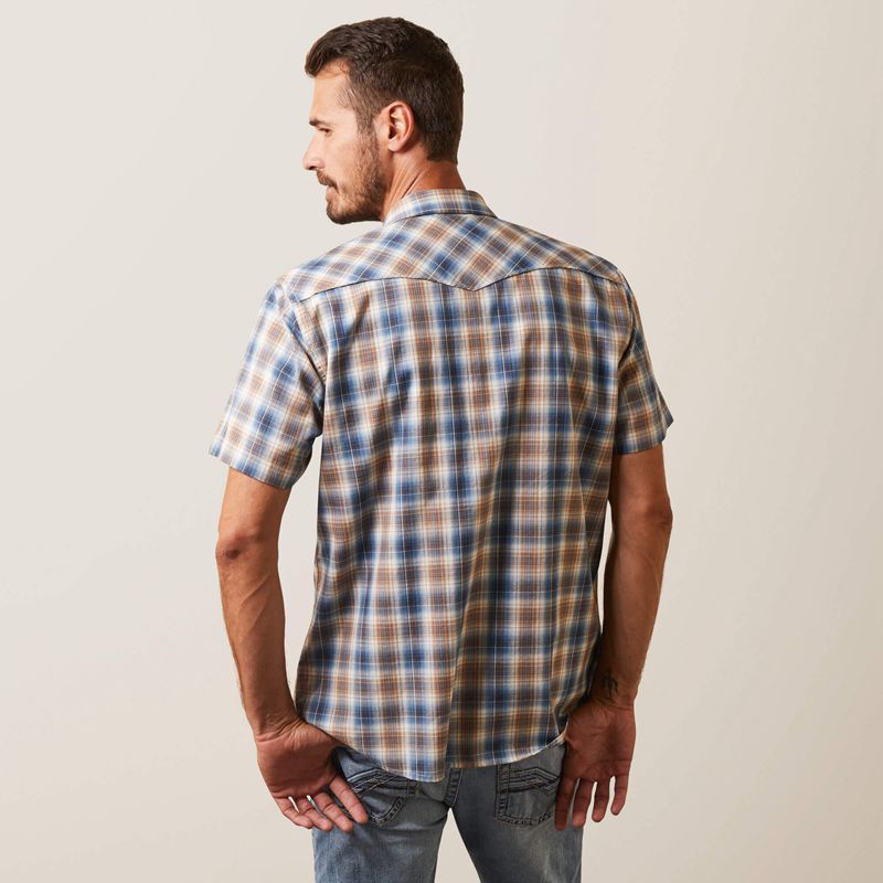 Ariat Hallwood Retro Fit Shirt Niebieskie Polska | HBTNEG-046