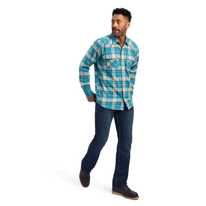 Ariat Handley Retro Fit Shirt Sylvan Teal Polska | CKAGVW-820