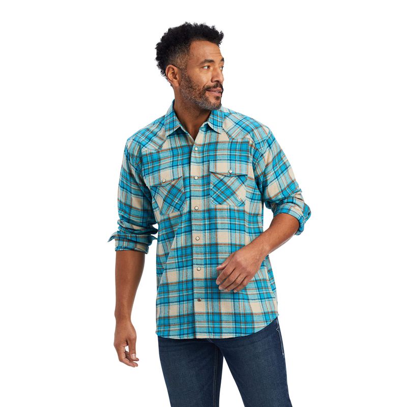 Ariat Handley Retro Fit Shirt Sylvan Teal Polska | CKAGVW-820