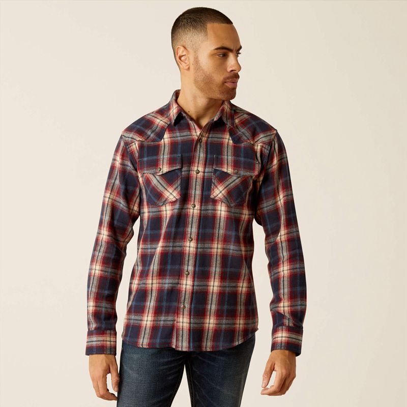 Ariat Hardy Retro Fit Shirt Niebieskie Polska | HTWQZO-649