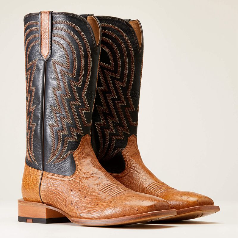 Ariat Haywire Cowboy Boot Antique Tan Smooth Quill Ostri Polska | PAXBGL-203