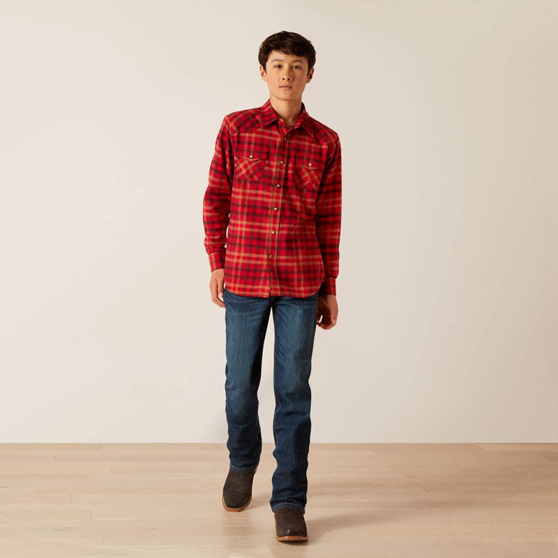 Ariat Heber Retro Fit Shirt Cranberry Crimson Polska | OXCBEK-798