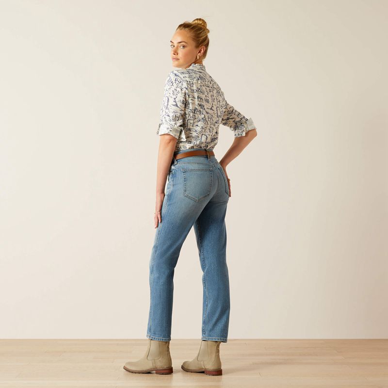 Ariat High Rise Bridle Slim Straight Leg Jeans Abeline Polska | MTOPJZ-281