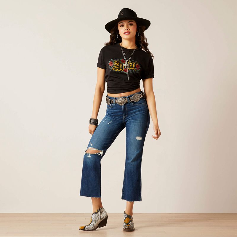 Ariat High Rise Caroly Flare Crop Jean Athena Polska | OUVBZG-812