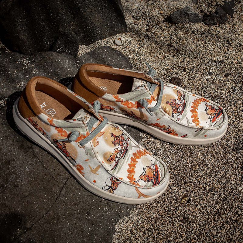 Ariat Hilo Western Aloha Surfing Longhorn Print Polska | MDECAB-504