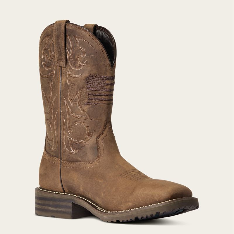 Ariat Hybrid Patriot Waterproof Western Boot Brązowe Polska | UZJXMH-120