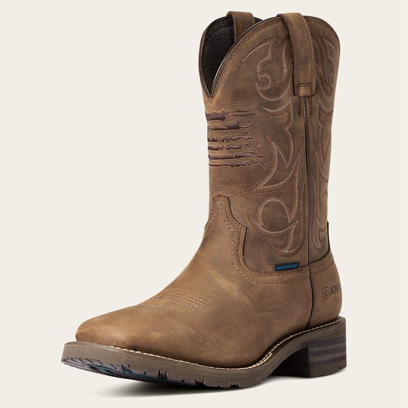 Ariat Hybrid Patriot Waterproof Western Boot Brązowe Polska | UZJXMH-120