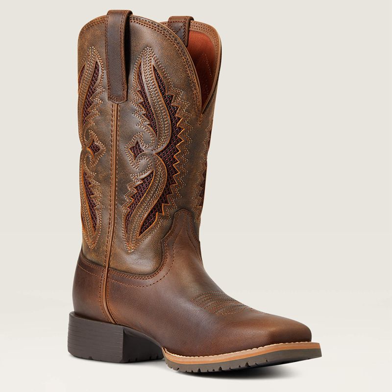 Ariat Hybrid Rancher Venttek 360° Western Boot Distressed Tan/ Truffle Polska | NITKFO-215