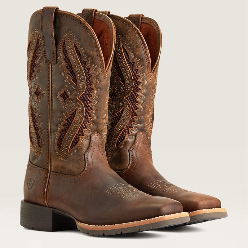 Ariat Hybrid Rancher Venttek 360° Western Boot Distressed Tan/ Truffle Polska | NITKFO-215