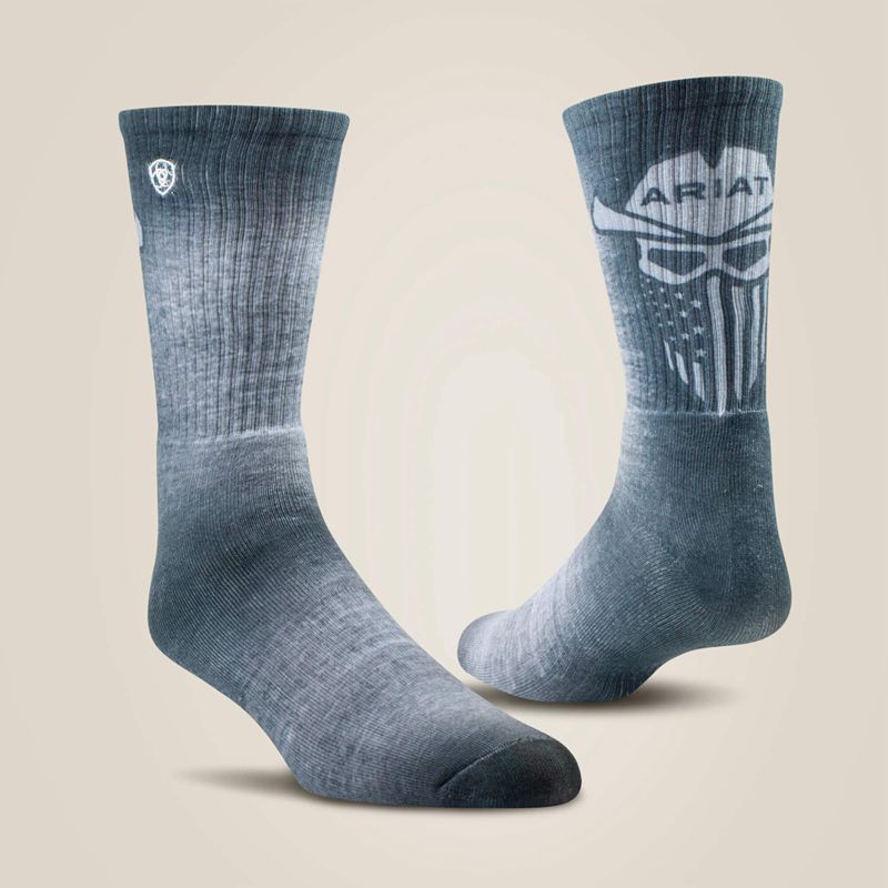 Ariat Incognito Graphic Crew Work Sock 2 Pair Multi Color Pack Grey/Green Polska | XQYBJO-817