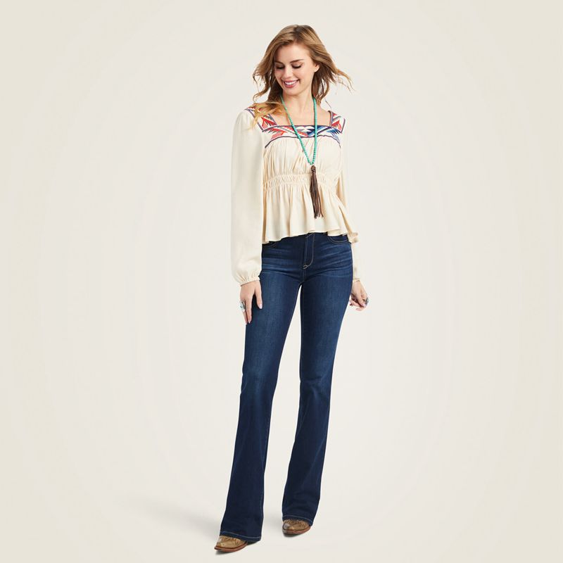 Ariat Jacquard Chimayo Top Buttercream Polska | MZOYPS-893