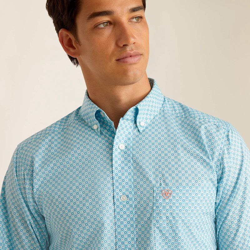 Ariat Kamron Fitted Shirt Sky Polska | OVXEQH-137