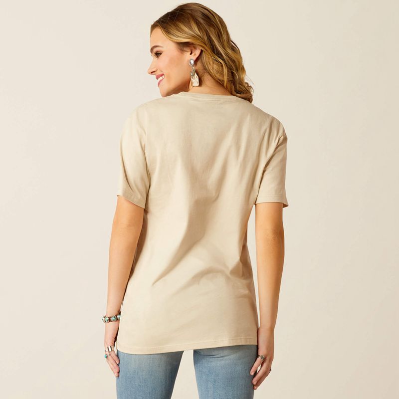 Ariat Keep Walkin' Cowboy T-Shirt Natural Polska | YJTOCF-056