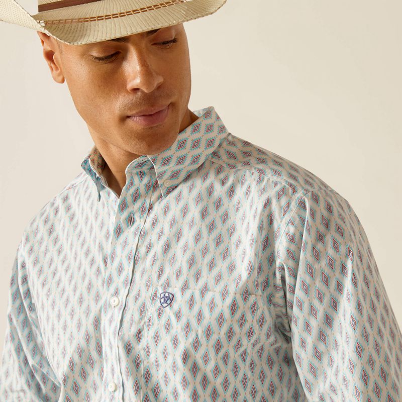 Ariat Kendrick Fitted Shirt Białe Polska | XGCMRB-742