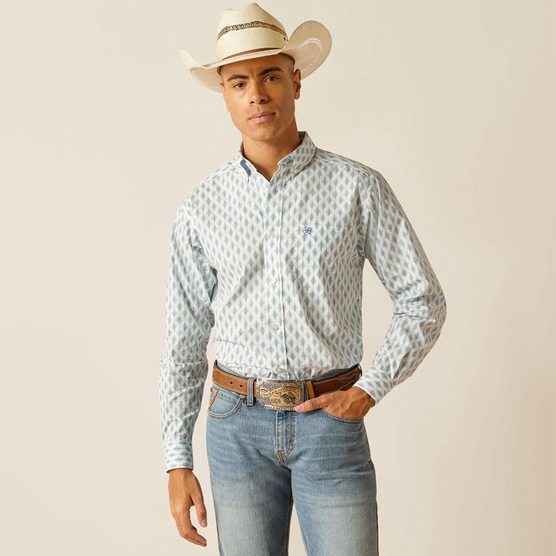 Ariat Kendrick Fitted Shirt Białe Polska | XGCMRB-742