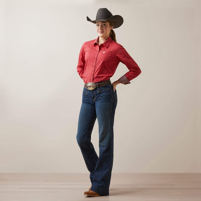 Ariat Kirby Stretch Shirt Cardinal Dot Polska | EIVHMP-106