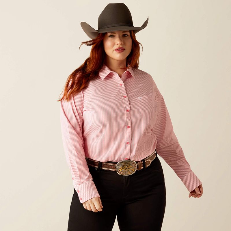 Ariat Kirby Stretch Shirt Różowe Paski Polska | GSKCTB-129